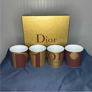 Dior Gold and Burgundy Couture Cups